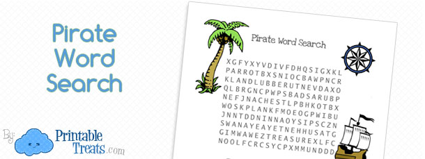 Pirate Word Search for Children — Printable Treats.com