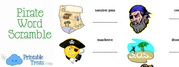 Pirate Word Scramble — Printable Treats.com