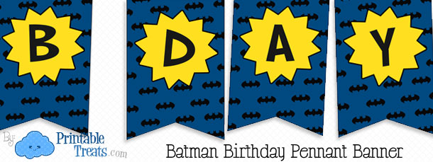 Printable Batman Birthday Banner in Blue — Printable