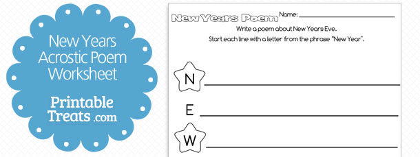 Printable New Years Acrostic Poem — Printable