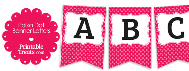 Pink Polka Dot Banner Letters A M Printable Treats