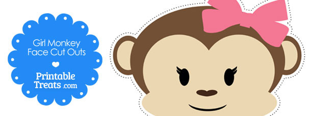 Printable Girl Monkey Face Cut Outs