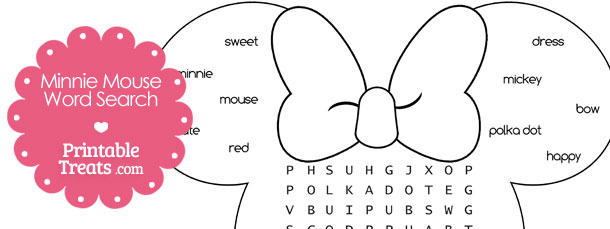 Printable Minnie Mouse Word Search Printable Treats