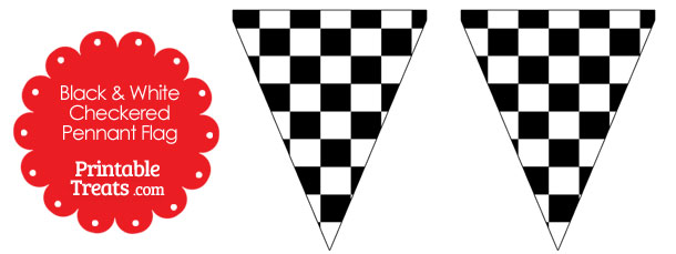 Black and White Checkered Pennant Banner Flag — Printable