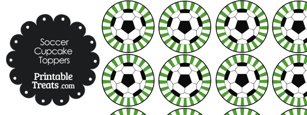Green Sunburst Soccer Cupcake Toppers — Printable