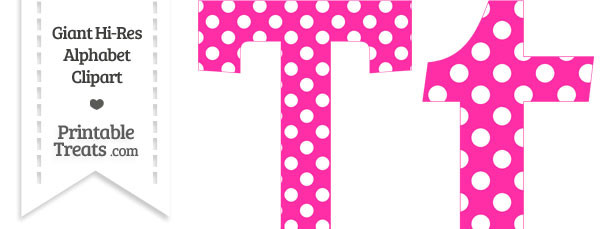 Hot Pink Polka Dot Letter T Clipart