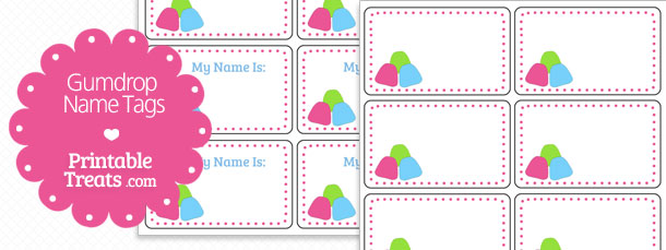 Gumdrop Name Tags — Printable Treats.com